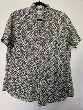J.Crew Men’s Classic Fit 100% Linen Frog Print Short Sleeve Button Down M